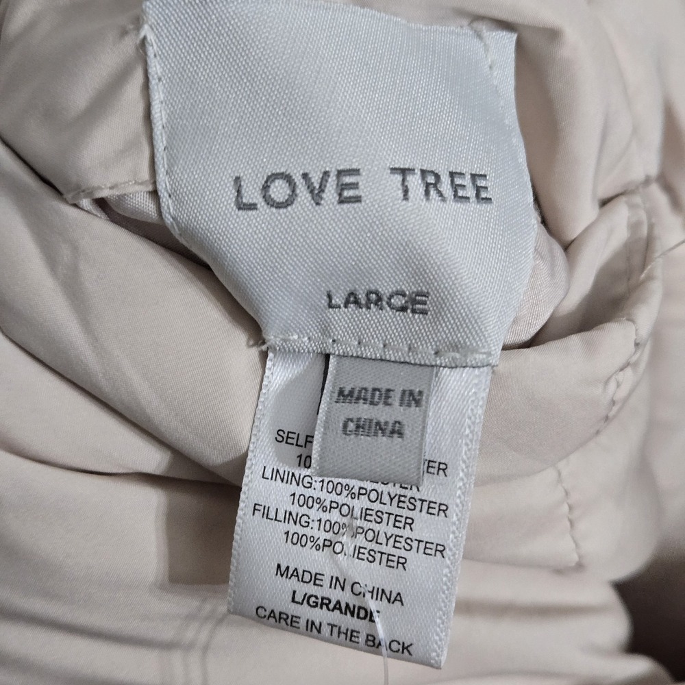 Love Tree Cropped Reversible Puffer Vest Sz L Beige Orange Full Zip Pockets‎ - Picture 8 of 12